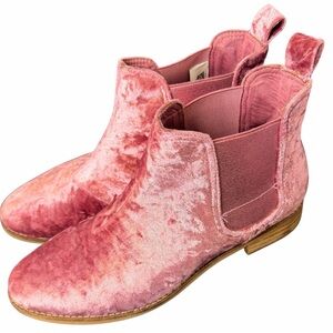TOMS Pink Velvet Chelsea Ankle Boots Women’s